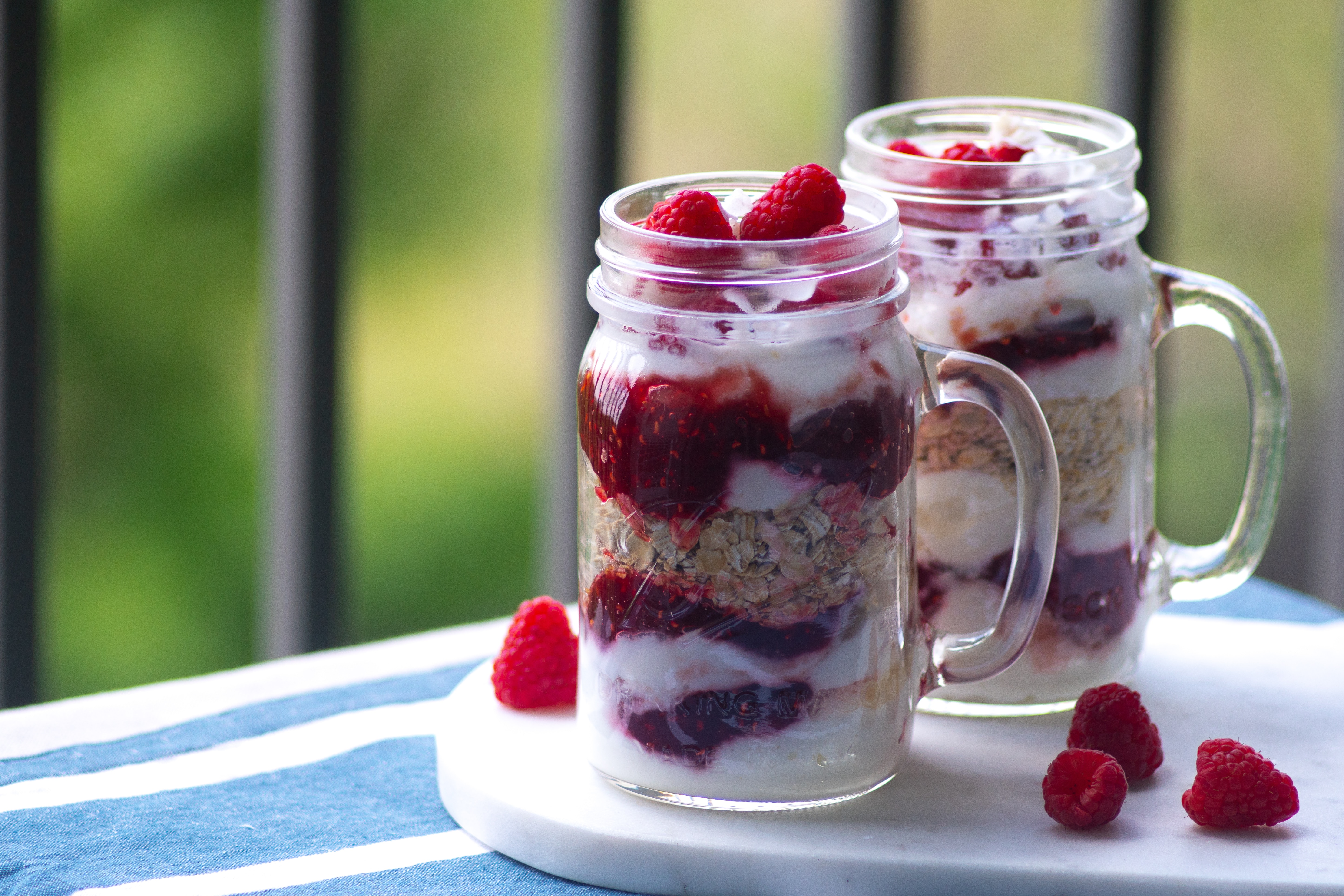 Muesli, fruit and yoghurt cups