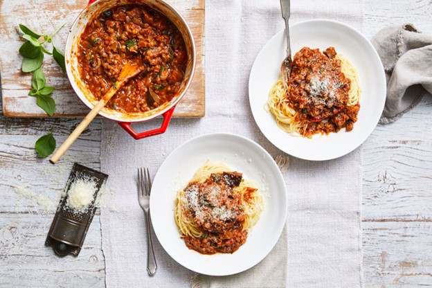 Eggplant and mushroom Bolognese