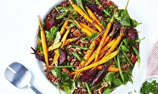 Lentil, carrot and beetroot salad